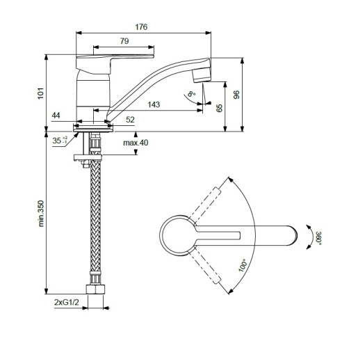 Смеситель для раковины Vidima LOGIK Керамический картридж (BA276AA)
