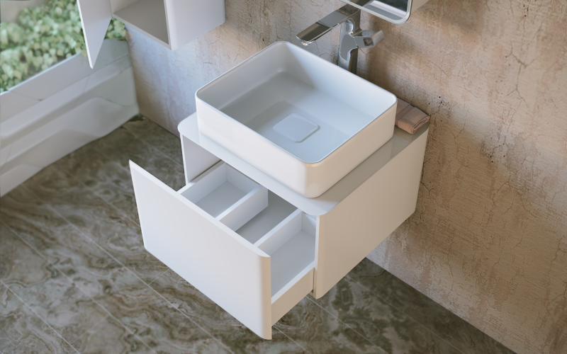 Тумба под раковину RAVAL Pure 56 подвесная белая (Pur.01.56/P/W)