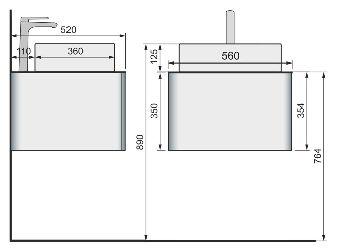 Тумба под раковину RAVAL Pure 56 подвесная белая (Pur.01.56/P/W)