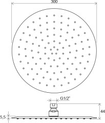 Насадка для душа круглая из латуни 300 мм 984.00