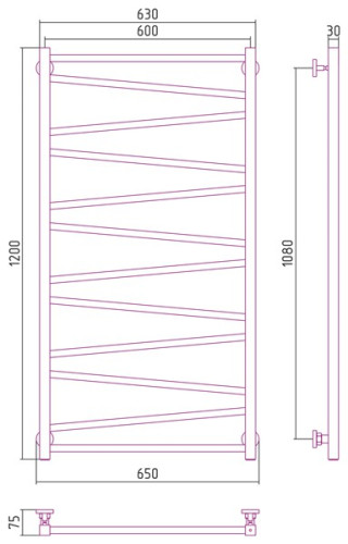 Водяной полотенцесушитель Сунержа Сирокко 1200х600