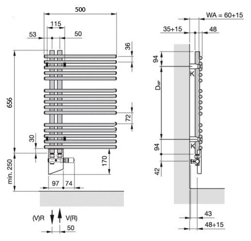 Полотенцесушитель Zehnder Yucca Star YAS-070-050