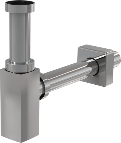 Сифон для раковины Alcadrain DESIGN 32 мм, цельнометаллический, квадратный, хром (A401)