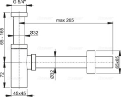 Сифон для раковины Alcadrain DESIGN 32 мм, цельнометаллический, квадратный, хром (A401)