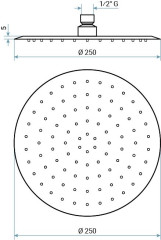 Emmevi, душевая круглая ультратонкая антикальковая головка из нержавеющей стали 250 мм, подключение 1/2&quot;