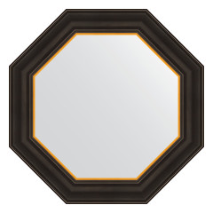Зеркало настенное Octagon EVOFORM в багетной раме чёрное дерево с золотом, 54х54 см, BY 3874