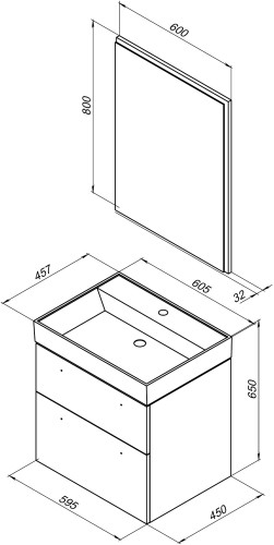 Мебель для ванной Aquanet Nova 60 белый (2 ящика)