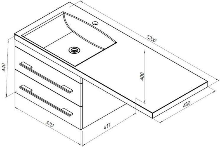 Тумба с раковиной Aquanet Верона 120 L черный (подвесная, 2 ящика)