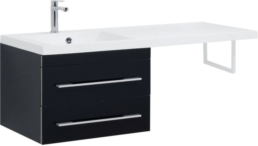 Тумба с раковиной Aquanet Верона 120 L черный (подвесная, 2 ящика)