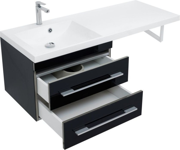 Тумба с раковиной Aquanet Верона 120 L черный (подвесная, 2 ящика)