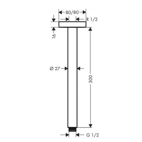 Держатель верхенго душа Hansgrohe потолочный, 300 мм (27388000)