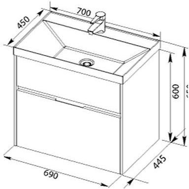 Тумба с раковиной Aquanet Латина 70 бордо (2 ящика)