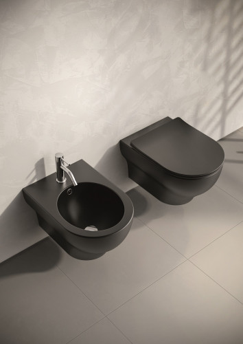 Olympia Clear, подвесное биде c крепежом, 50x36 см, цвет черный матовый