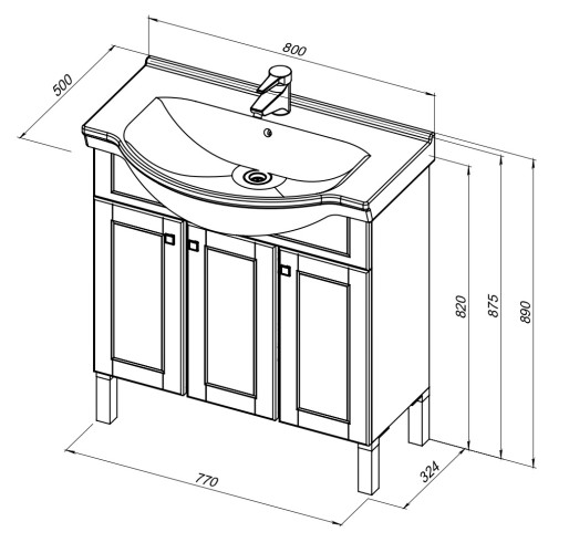 Тумба с раковиной Aquanet Эрвин 80 белый