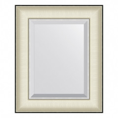 Зеркало настенное с фацетом EVOFORM в багетной раме белая кожа с хромом, 44х54 см, BY 7448