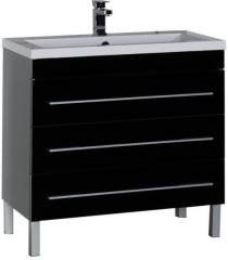 Тумба под раковину Aquanet Верона 90 черный (напольная 3 ящика)