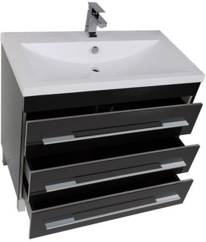 Тумба под раковину Aquanet Верона 90 черный (напольная 3 ящика)
