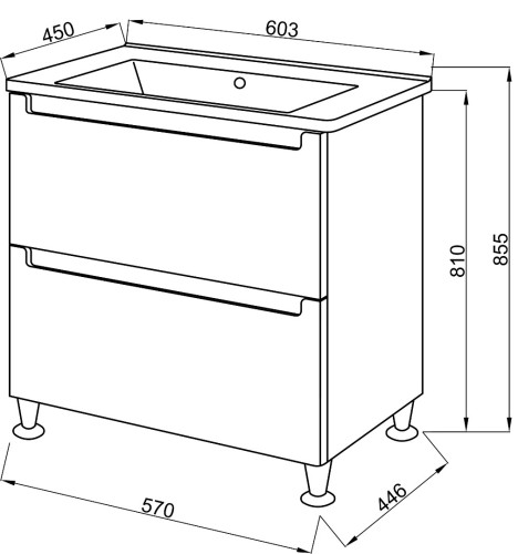 Комплект в ванную Ceruttispa тумба Пьемонт 60 с умывальником "Кантэ 60"