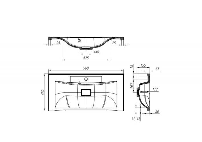 База под раковину подвесная BelBagno MARINO-H60-900-2C-SO-RN-P