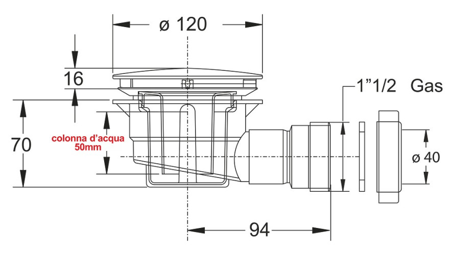 Сифон для душевого поддона BONOMINI (5290IX12B7WZ)