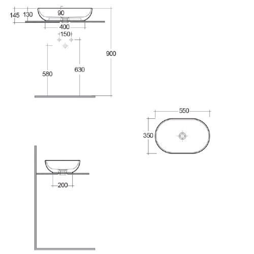 Раковина Rak Ceramics MOON 55х35х15 см, белая (HAR01AWHA)
