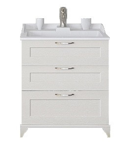 Тумба под раковину AQUATON Леон 65 Н напольная, дуб белый (1A194601LBPS0)