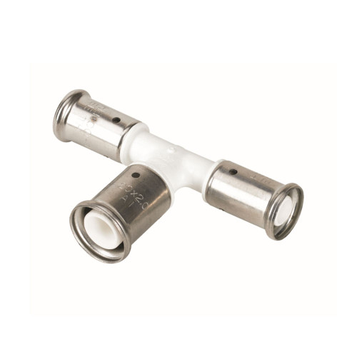 Тройник переходный увеличенный в центре, ПВДФ пресс (белый), 20x26x20, HENCO