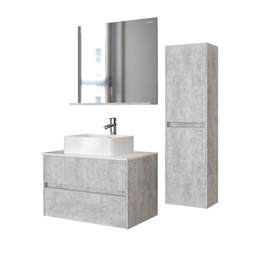 Зеркало ЭДВАНС-80 см с полкой цемент светлый