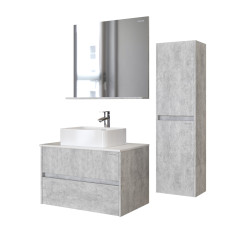 Зеркало ЭДВАНС-80 см с полкой цемент светлый