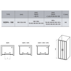 Душевая дверь Ravak раздвижная 190х190, толщина полотна 6мм универсальная, цвет профиля сатин