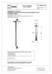 AQG, потолочный квадратный кронштейн STYLO длиной 20 см, для верхнего душа, цвет хром