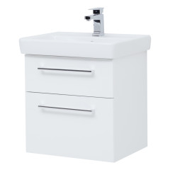 Тумба Q MAX, 55 см, подвесная, 2 ящика, белый глянец