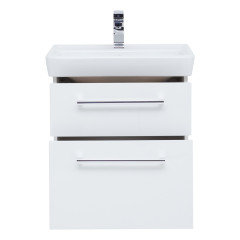 Тумба Q MAX, 55 см, подвесная, 2 ящика, белый глянец