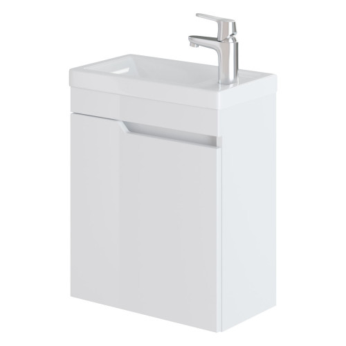 Комплект тумба подвесная Итана Александра 45 (455х250х570) с раковиной Фостер 450, белый глянец (743314)