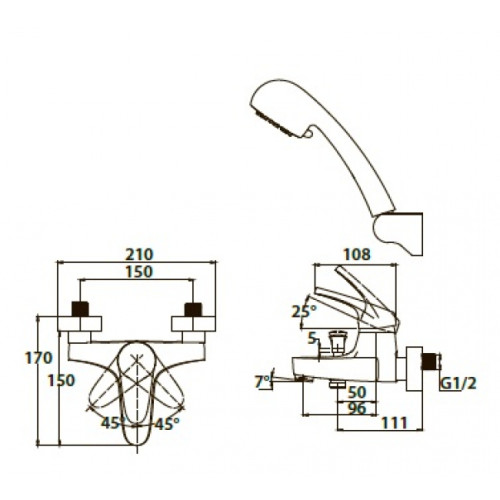 Смеситель для ванны с душем KAISER County (55022)
