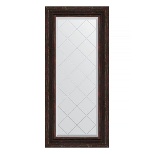 Зеркало настенное с гравировкой EVOFORM в багетной раме тёмный прованс, 59х128 см, BY 4076