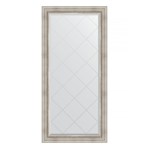 Зеркало настенное с гравировкой EVOFORM в багетной раме римское серебро, 76х158 см, BY 4276