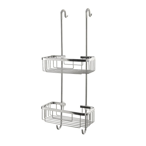 Gedy, решётка прямоугольная 2-х уровневая на душевое стекло с 2-я крючками (24х17,5хh63), цвет хром