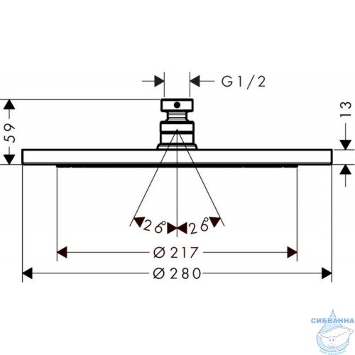 Croma Верхний душ 280 1jet,шлифованная бронза
