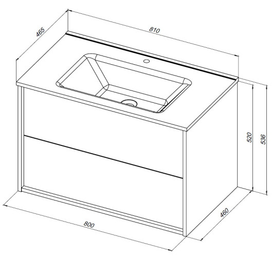 Тумба с раковиной Aquanet Lino 80 (Flat) дуб веллингтон