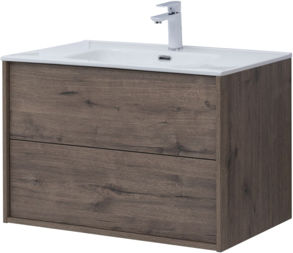 Тумба с раковиной Aquanet Lino 80 (Flat) дуб веллингтон