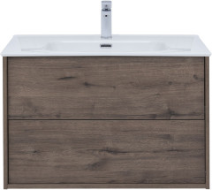 Тумба с раковиной Aquanet Lino 80 (Flat) дуб веллингтон