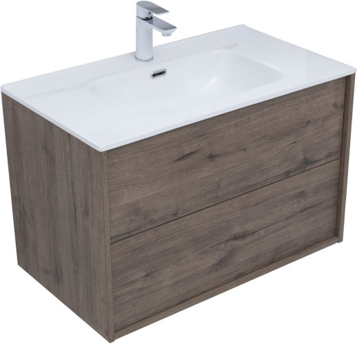 Тумба с раковиной Aquanet Lino 80 (Flat) дуб веллингтон