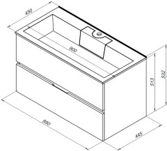 Тумба с раковиной Aquanet Алвита 90 серый антрацит