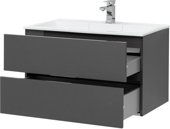 Тумба с раковиной Aquanet Алвита 90 серый антрацит