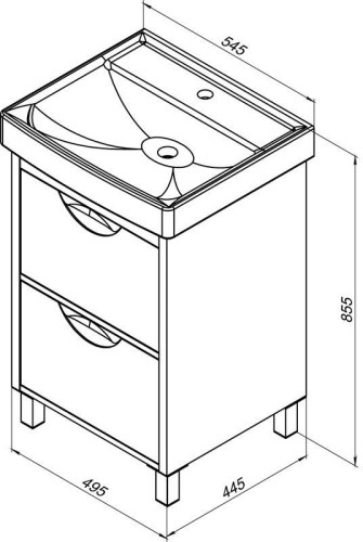 Тумба с раковиной Aquanet Гретта 55 New белый (2 ящика)