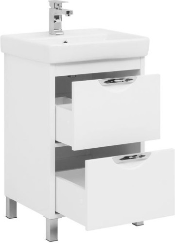 Тумба с раковиной Aquanet Гретта 55 New белый (2 ящика)