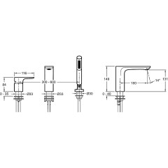 Смеситель на борт ванны Jacob Delafon Aleo на три отверстия, хром (E72292-CP)