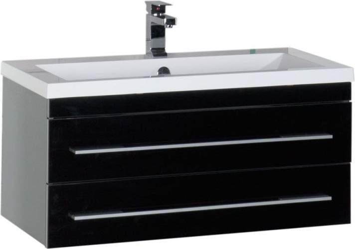 Тумба под раковину Aquanet Верона 90 черный (подвесная 2 ящика)