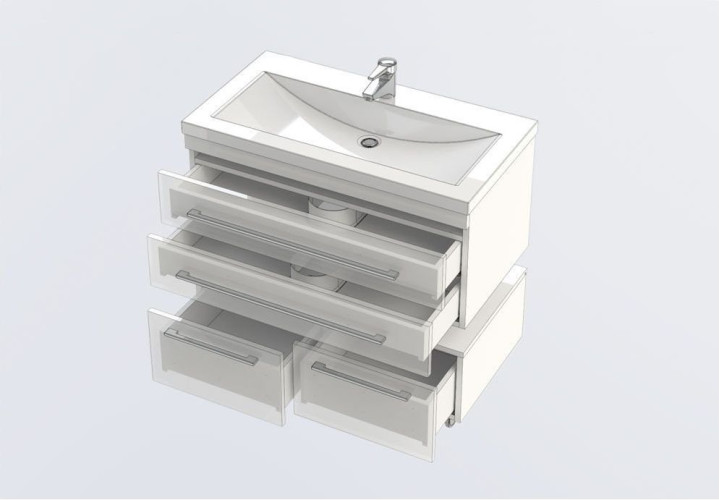 Тумба под раковину Aquanet Верона 90 черный (подвесная 2 ящика)